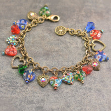 Load image into Gallery viewer, Candy Glass Hearts Charm Bracelet BR583 - Sweet Romance Wholesale