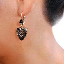 Load image into Gallery viewer, Black Enamel Hearts Earrings E1066 - Sweet Romance Wholesale