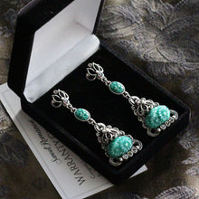 Load image into Gallery viewer, Art Deco Vintage Green Jade Glass Triangle Earrings - Sweet Romance Wholesale