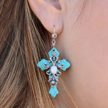 Load image into Gallery viewer, Turquoise Crosses Earrings E1098 - Sweet Romance Wholesale