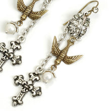 Load image into Gallery viewer, Cross &amp; Holy Spirit Bird Earrings E1122 - Sweet Romance Wholesale
