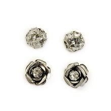 Load image into Gallery viewer, Crystal Cushion &amp; Roses Earring Set E1181 - Sweet Romance Wholesale