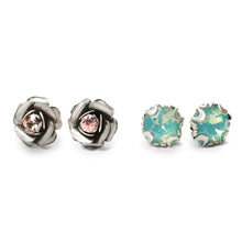 Load image into Gallery viewer, Crystal Cushion &amp; Roses Earring Set E1181 - Sweet Romance Wholesale