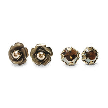 Load image into Gallery viewer, Crystal Cushion &amp; Roses Earring Set E1181 - Sweet Romance Wholesale