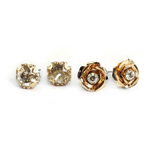 Load image into Gallery viewer, Crystal Cushion &amp; Roses Earring Set E1181 - Sweet Romance Wholesale