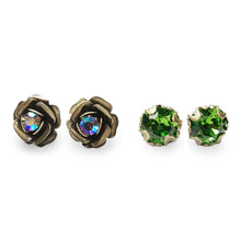 Load image into Gallery viewer, Crystal Cushion &amp; Roses Earring Set E1181 - Sweet Romance Wholesale
