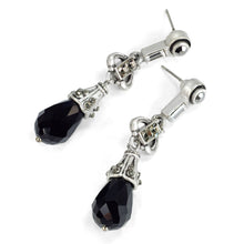 Load image into Gallery viewer, Art Deco Black and Silver Drop Earrings E1223 - Sweet Romance Wholesale