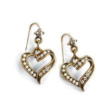 Load image into Gallery viewer, Crystal and Pearl Heart Earrings E1325 - Sweet Romance Wholesale