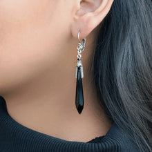 Load image into Gallery viewer, Art Deco Vintage Black Jet Prism Crystal Drop Earrings E1334 - Sweet Romance Wholesale