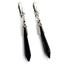 Load image into Gallery viewer, Art Deco Vintage Black Jet Prism Crystal Drop Earrings E1334 - Sweet Romance Wholesale
