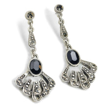 Load image into Gallery viewer, Jet Tuscany Silver Earrings - Sweet Romance Wholesale