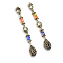 Load image into Gallery viewer, Long Millefiori Vintage Earrings E1380 - Sweet Romance Wholesale
