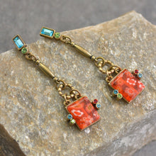 Load image into Gallery viewer, Millefiori Glass Square Drop Earrings E1384 - Sweet Romance Wholesale