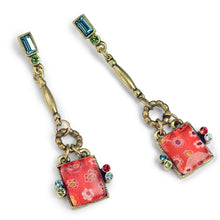 Load image into Gallery viewer, Millefiori Glass Square Drop Earrings E1384 - Sweet Romance Wholesale