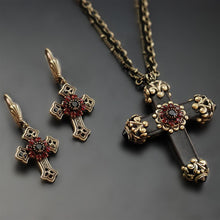 Load image into Gallery viewer, Victorian Black Cross Earrings E1443 - Sweet Romance Wholesale