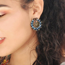 Load image into Gallery viewer, Sapphire Crystal Sun Sign Zodiac Statement Earrings - Sweet Romance Wholesale