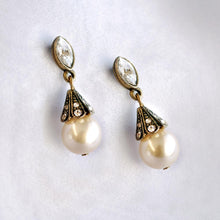 Load image into Gallery viewer, Art Deco Vintage Pearl Wedding Earrings E541 - Sweet Romance Wholesale