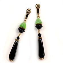 Load image into Gallery viewer, Green and Black Vintage Egyptian Earrings - Sweet Romance Wholesale