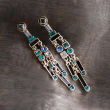 Load image into Gallery viewer, Art Deco Crystal Enamel Fringe Earrings E782 - Sweet Romance Wholesale