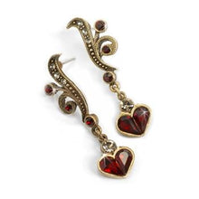 Load image into Gallery viewer, Garnet Hearts Earrings E947-GA - Sweet Romance Wholesale