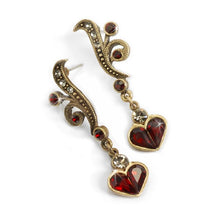 Load image into Gallery viewer, Garnet Hearts Earrings E947-GA - Sweet Romance Wholesale