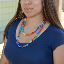 Load image into Gallery viewer, Long Millefiori Glass Rectangle Knotted Beads Necklace - Sweet Romance Wholesale