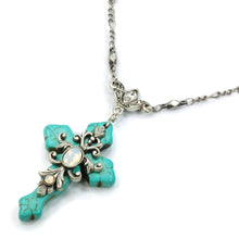 Load image into Gallery viewer, Turquoise Cross and Opal Stone Necklace - Sweet Romance Wholesale