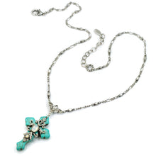 Load image into Gallery viewer, Turquoise Cross and Opal Stone Necklace - Sweet Romance Wholesale