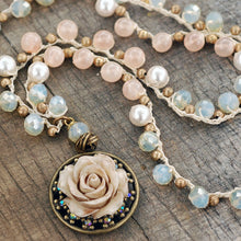 Load image into Gallery viewer, Shabby Boho Chic Ivory Rose Neckalce - Sweet Romance Wholesale