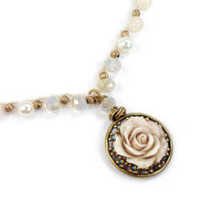 Load image into Gallery viewer, Shabby Boho Chic Ivory Rose Neckalce - Sweet Romance Wholesale