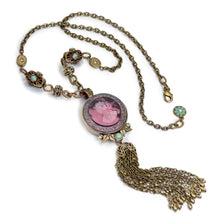 Load image into Gallery viewer, Amethyst Glass Intaglio Tassel Necklace N1396 - Sweet Romance Wholesale