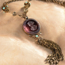 Load image into Gallery viewer, Amethyst Glass Intaglio Tassel Necklace N1396 - Sweet Romance Wholesale