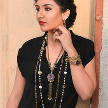 Load image into Gallery viewer, Amethyst Glass Intaglio Tassel Necklace N1396 - Sweet Romance Wholesale