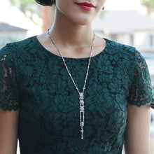 Load image into Gallery viewer, Art Deco Starlight Silver Y Necklace N1445 - Sweet Romance Wholesale