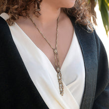 Load image into Gallery viewer, Art Deco Vintage Gold Opal Y Necklace - Sweet Romance Wholesale