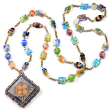 Load image into Gallery viewer, Millefiori Beads Talavera Tile Pendant Necklace n1483 - Sweet Romance Wholesale