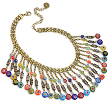 Load image into Gallery viewer, Millefiori Glass Bead Boho Fringe Choker Collar Necklace N1484 - Sweet Romance Wholesale