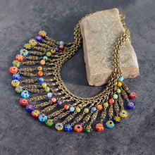 Load image into Gallery viewer, Millefiori Glass Bead Boho Fringe Choker Collar Necklace N1484 - Sweet Romance Wholesale