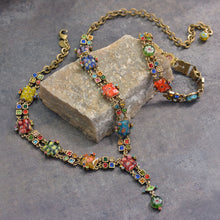 Load image into Gallery viewer, Millefiori Glass Geometric Link Y Necklace - Sweet Romance Wholesale