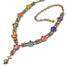 Load image into Gallery viewer, Millefiori Glass Geometric Link Y Necklace - Sweet Romance Wholesale