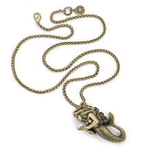 Load image into Gallery viewer, Mermaid Sculpture and Pearl Pendant Necklace - Sweet Romance Wholesale
