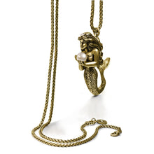 Load image into Gallery viewer, Mermaid Sculpture and Pearl Pendant Necklace - Sweet Romance Wholesale
