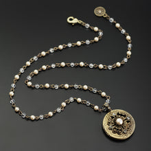 Load image into Gallery viewer, Pearl &amp; Crystal Bronze Locket - Sweet Romance Wholesale