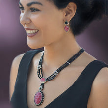 Load image into Gallery viewer, Vintage Glass Deco Rose Quartz Necklace N5711 - Sweet Romance Wholesale
