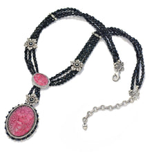 Load image into Gallery viewer, Vintage Glass Deco Rose Quartz Necklace N5711 - Sweet Romance Wholesale