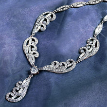 Load image into Gallery viewer, Art Deco Silver Plume Vintage Wedding Necklace N669 - Sweet Romance Wholesale