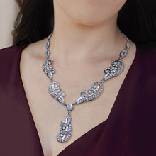 Load image into Gallery viewer, Art Deco Silver Plume Vintage Wedding Necklace N669 - Sweet Romance Wholesale