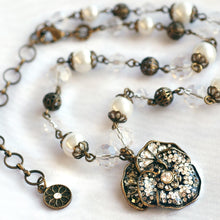 Load image into Gallery viewer, Pave Pansy and Pearls Necklace N922 - Sweet Romance Wholesale