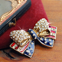Load image into Gallery viewer, USA American Flag Bow Pin P1776 - Sweet Romance Wholesale