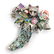 Load image into Gallery viewer, Christmas Kitty Stocking Pin P306 - Sweet Romance Wholesale